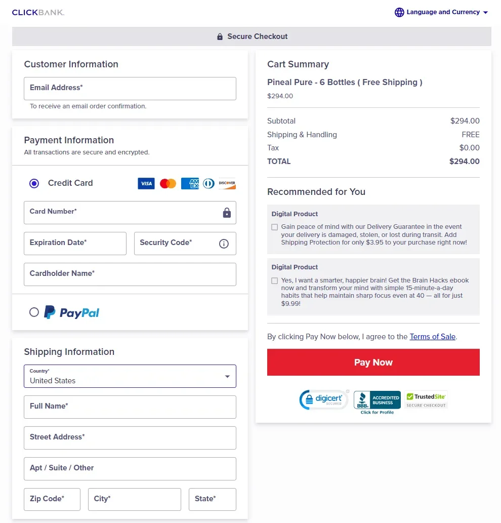 Pineal Pure Official Website Secure Order Page